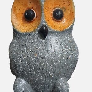 Hand Painted Speckled Wise Owl Figurine Bird Kitsch Dark Academia 3.5”